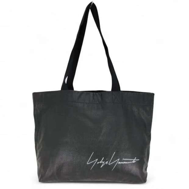 요지 야마모토 카우레더 레터링 토트백