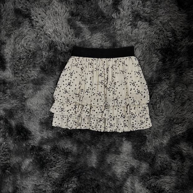 밴딩 화이트 별 캉캉 미니스커트