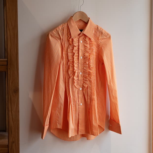 꼼데가르송 트리콧 체크 프릴 셔츠