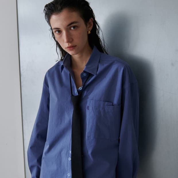 오데스 Ordes 더블 버튼 셔츠 블루