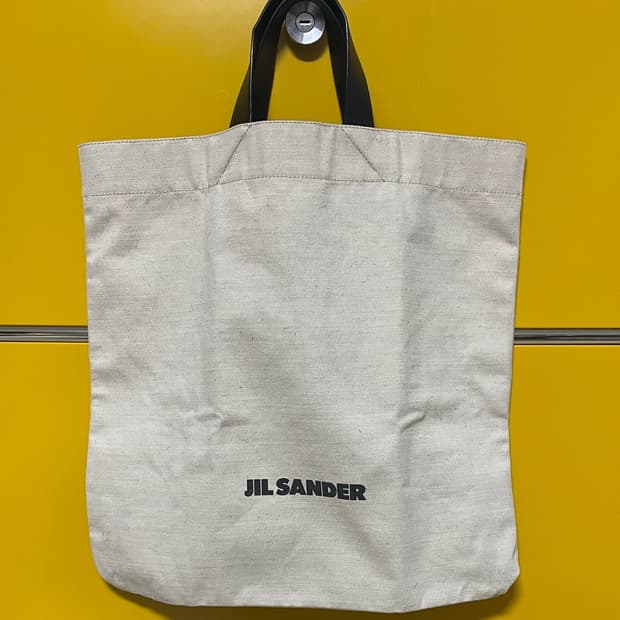 JIL SANDER 로고 프린팅 캔버스 토트백