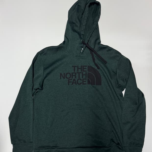 노스페이스 기능성 기모 후드 티셔츠 L 딥그린
