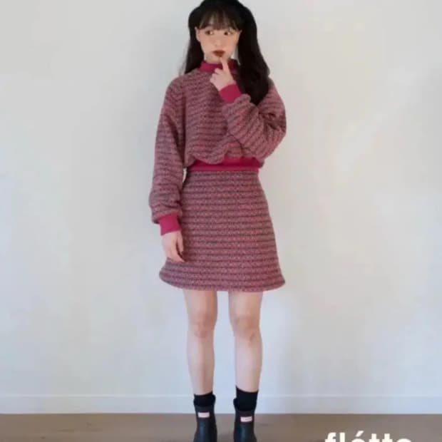 플레따 자카드 핑크 셋업 S