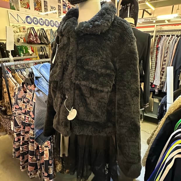 VINTAGE 빈티지 블랙 에코퍼자켓