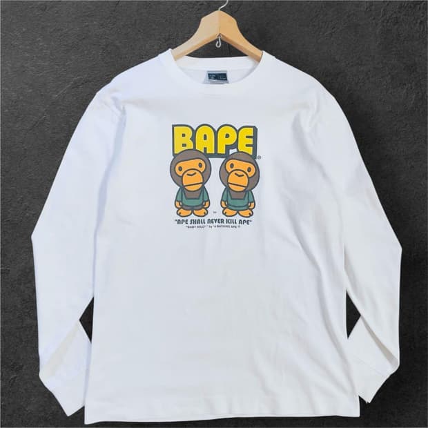 90s 베이프 베이비 마일로 제너럴스 롱슬리브 티셔츠