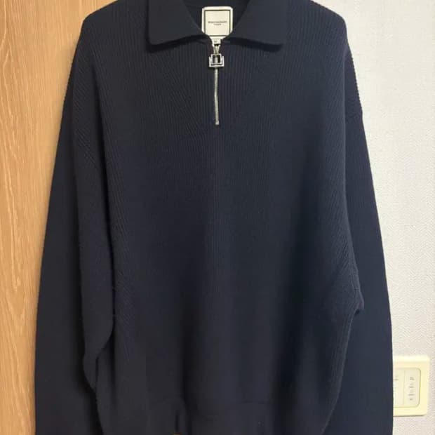 (52) 24fw 우영미 네이비 하프집업 니트 스웨터