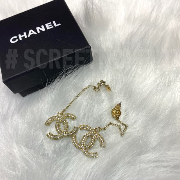 샤넬 CC 진주 드롭 이어링