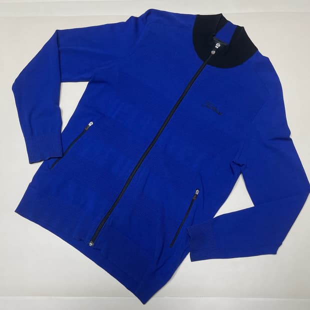 타이틀리스트 블루 니트 집업 자켓