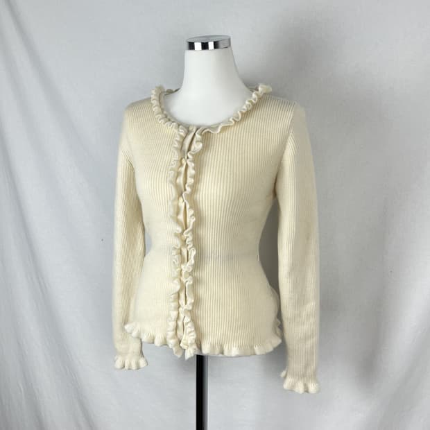 Vintage 러플디테일 아이보리가디건 