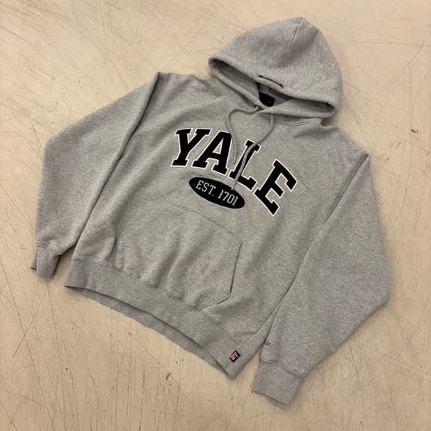 예일 빅로고 그레이 후드티