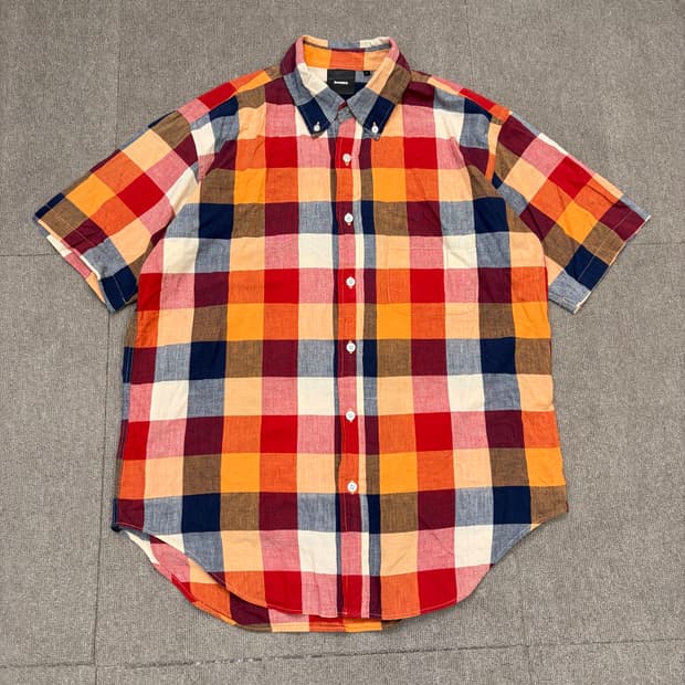 beams japan 빔즈 체크 반팔 셔츠 공용