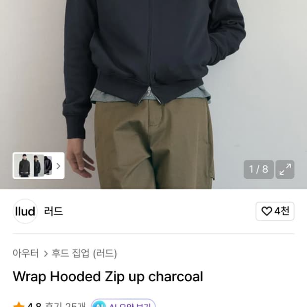 러드 후드집업 차콜 m