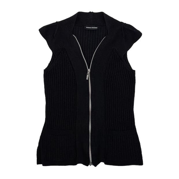 Hiroko Koshino Zip-Up  Knit Vest/ 38