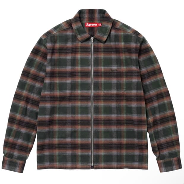 슈프림 쉐도우 플레이드 플란넬 집업 셔츠 그린 - 24SS L 라지