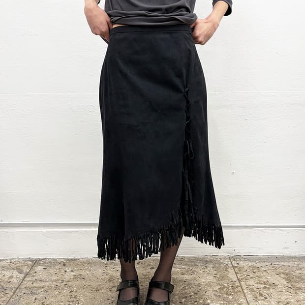 빈티지 프린지 디테일 스커트