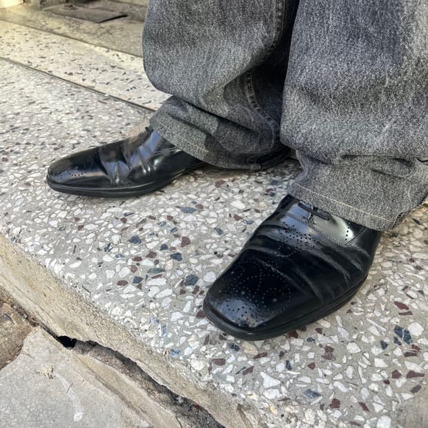 prada 레더 윙팁 스퀘어토 더비 슈즈