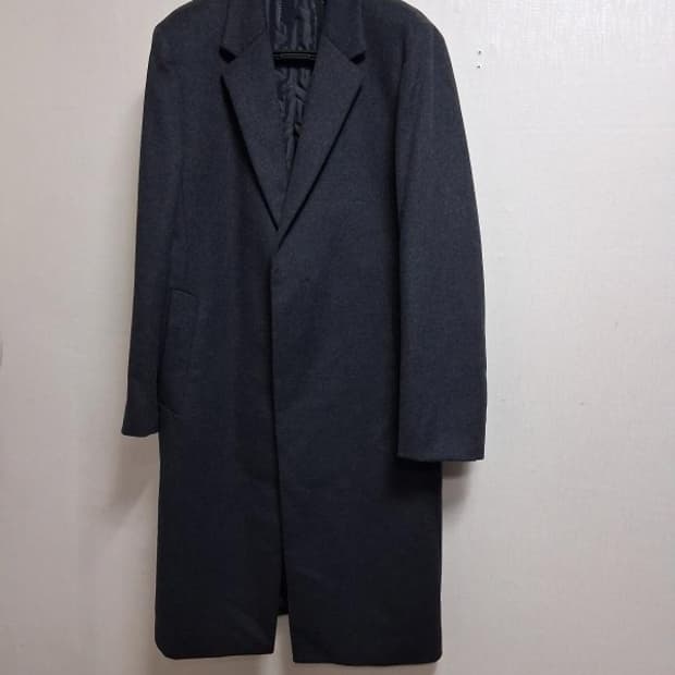 GARNET캐시미어20% 순모모직롱코트 진회색 누빔안감 두터운 110