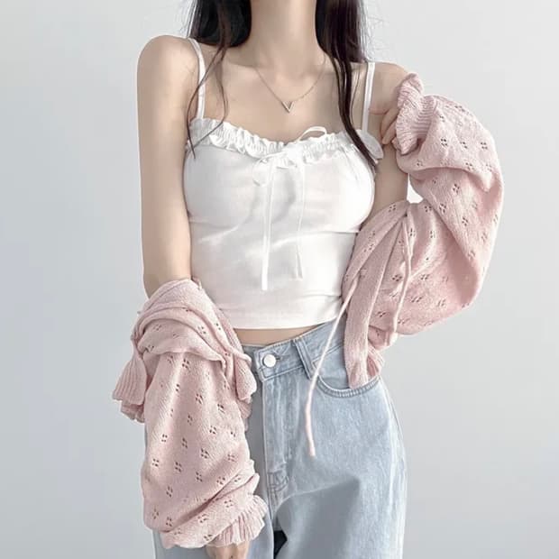 리본 민소매 나시티 y2k 발레코어 (새상품)