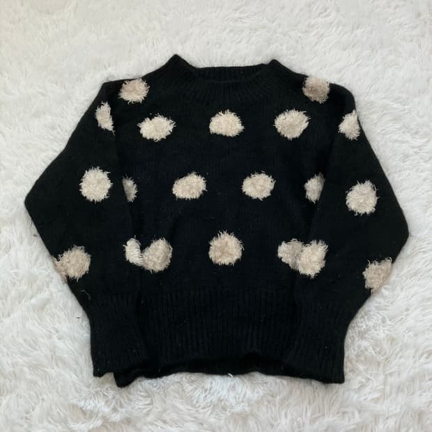 빈티지 블랙 땡땡이 니트 y2k 스트릿 갸루 펑키 일본빈티지649 