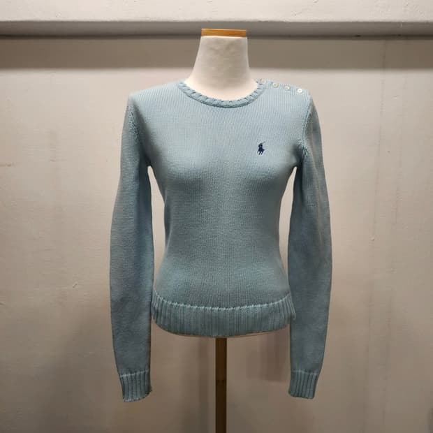폴로 니트 하늘색