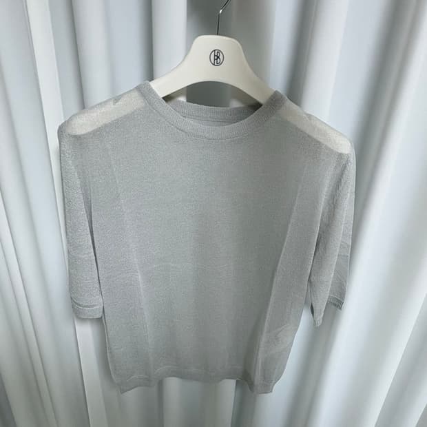 오르 시스루 반팔 니트