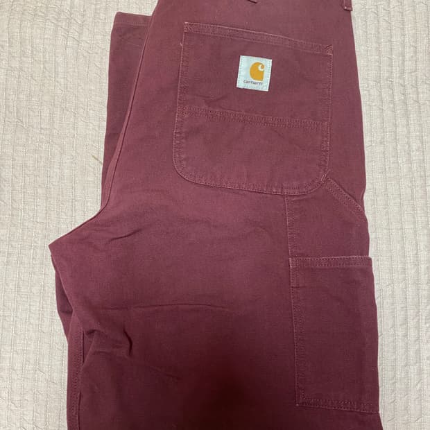 칼하트 싱글니 팬츠 38x32 버건디