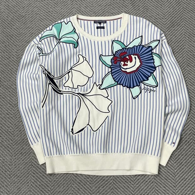 타미힐피거 플라워 자수 니트 v0050