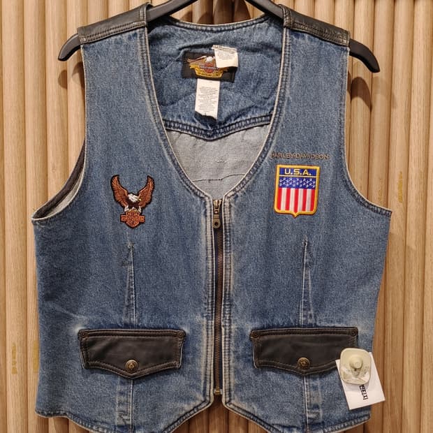 무배) 할리 데이비슨 데님 베스트 자켓 - L