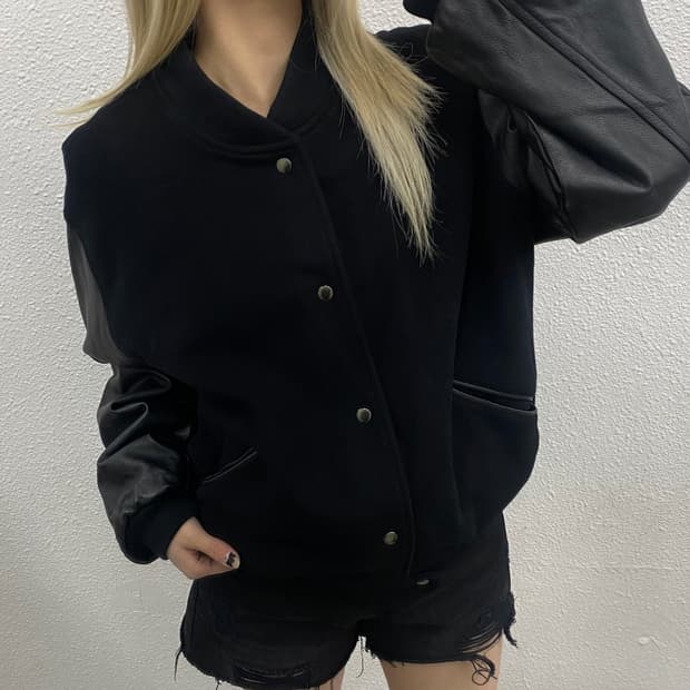 캘빈클라인 블랙 바시티 모 가죽자켓 95