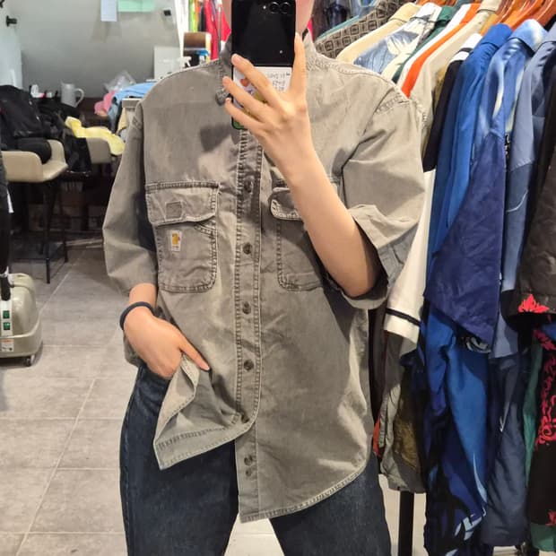 [NO.9] 칼하트 반팔 데님 셔츠 그레이데님