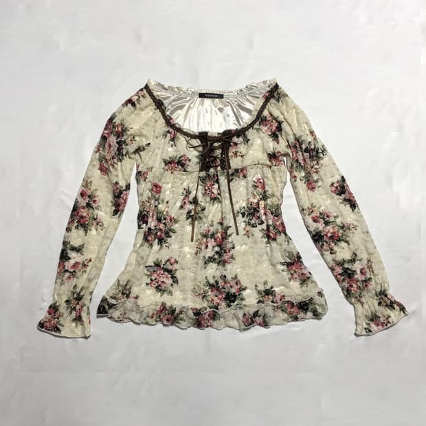 꽃무늬 레이스 블라우스  플로랄