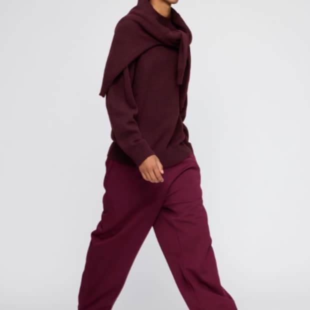 유니클로 C 스웨트 와이드 팬츠 와인 S