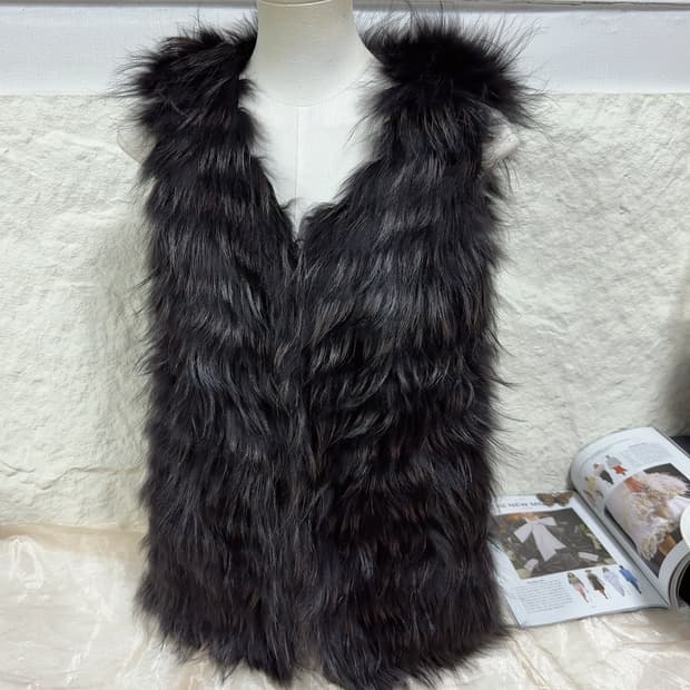 빈티지 Mind bridge 라쿤퍼 차졸 니트 조끼 베스트