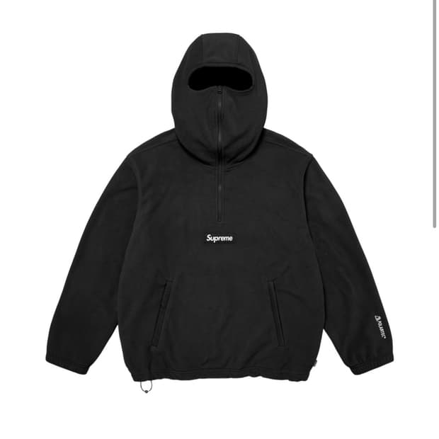 슈프림 폴라텍 페이스마스크 하프 집 후드 스웨트셔츠 블랙