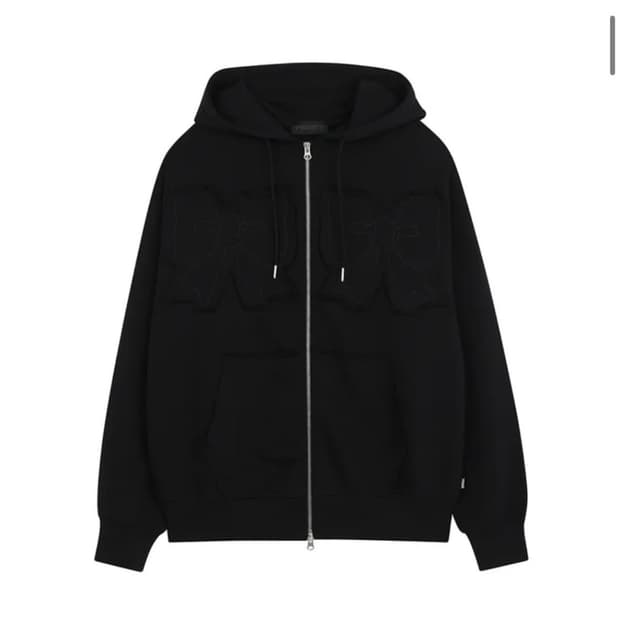 유희 리본 후드집업 블랙