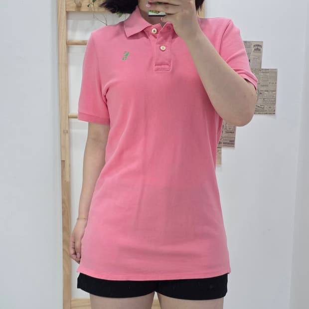 [프립]L/후아유 반팔카라티 핑크
