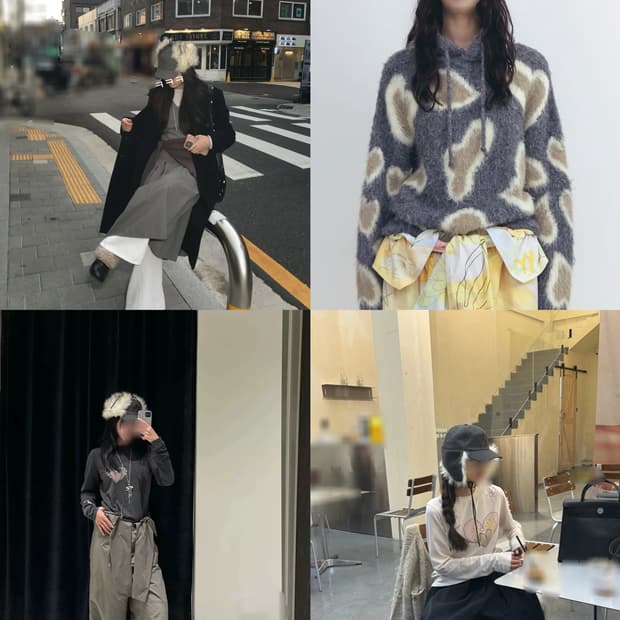 그레이 크림베이지 오픈와이와이 포우퍼 이어프랩 이어플랩 캡 볼캡 모자