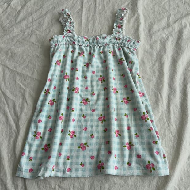 애플민트 하이틴 러블리 체크 테리 슬리브리스