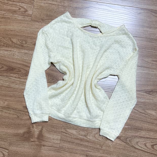 빈티지 리본 니트 티셔츠 히메갸루 로걀 라떼 히메카지 리즈리사깔 달천깔