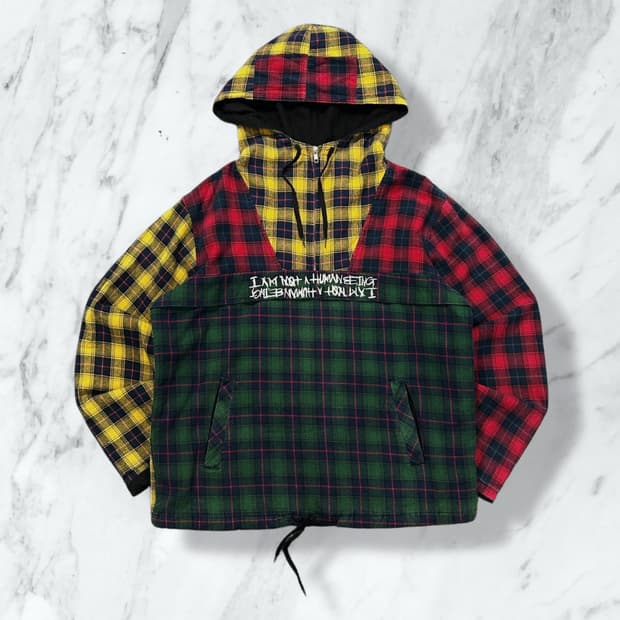 아임낫어휴먼비잉 멀티 컬러 체크 아노락 