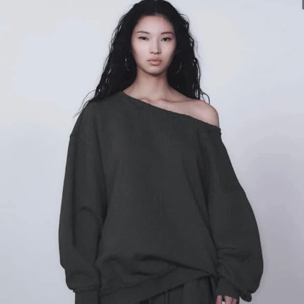 트리밍버드 Scratch Damage Boat Neck Sweat