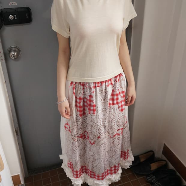 꼼데가르송 플로랄 백 패턴 니트 티셔츠