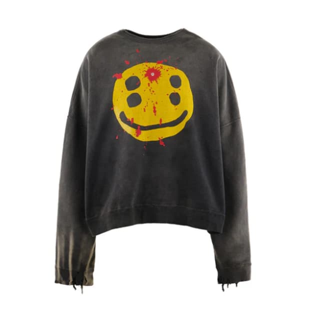 [새상품/L] 세인트미카엘 x CPFM 스마일 스웻셔츠 맨투맨 블랙