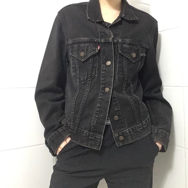리바이스 블랙 데님 자켓 S