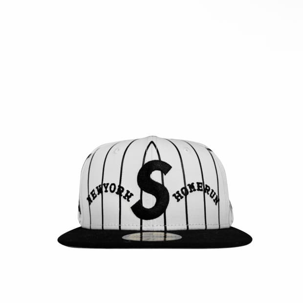[57.7cm] 슈프림 x 홈런 S로고 뉴에라 스트라이프 스냅백 모자