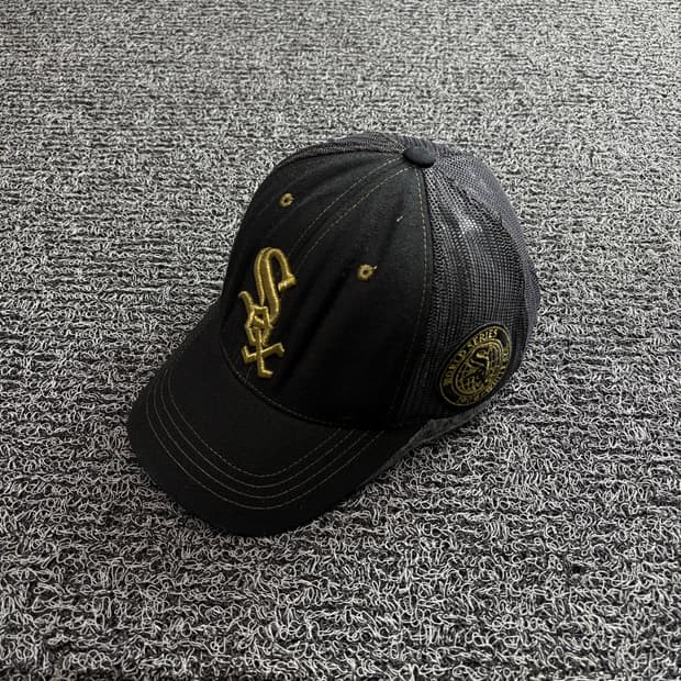 MLB 시카고 화이트삭스 빅로고 블랙 트러커 캡 4232