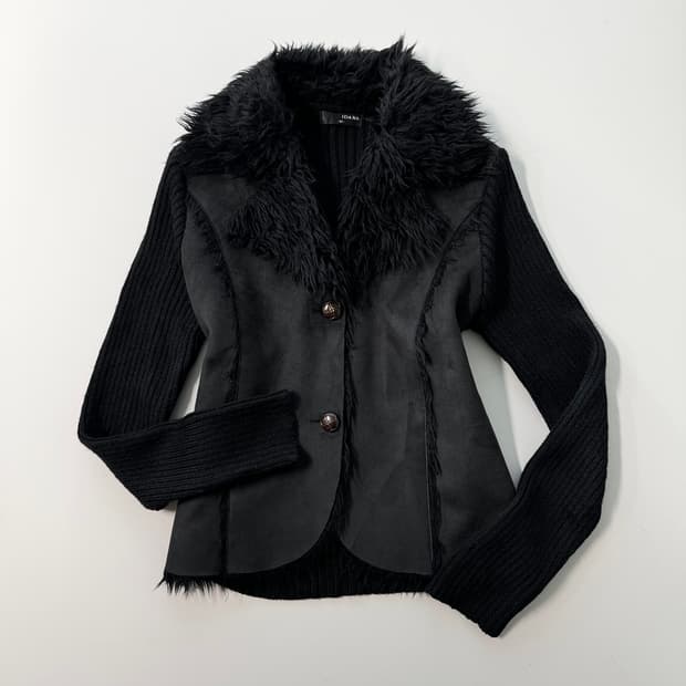 퍼 니트 버튼 가디건