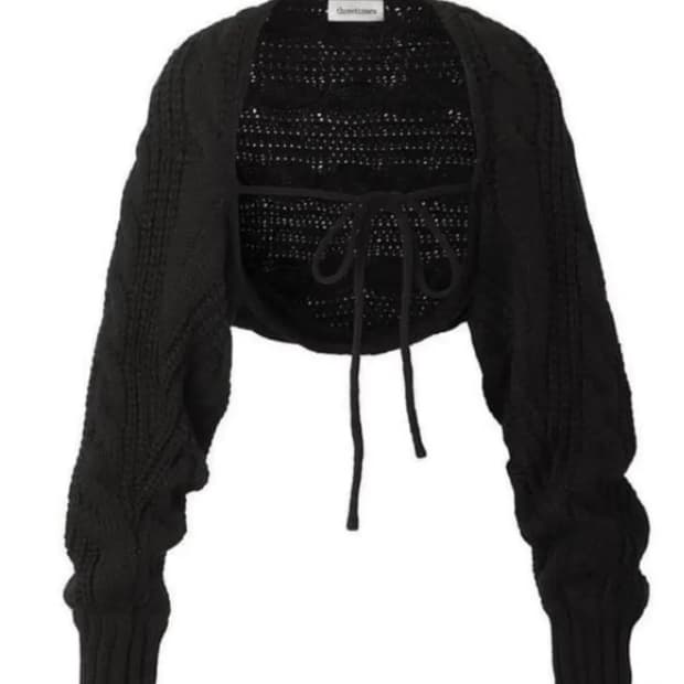 (색별로 각각 판매) 쓰리타임즈 케이블 울 볼레로 쓰탐 가디건 블랙 