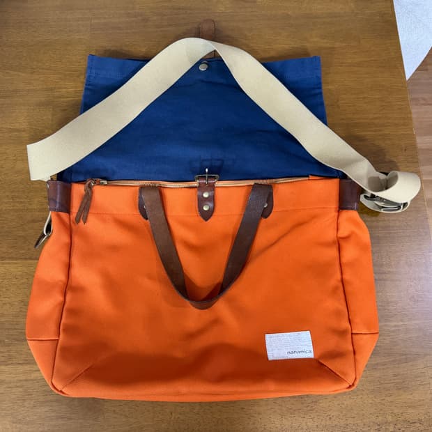 나나미카 캔버스 브리프 케이스 토트백 오렌지