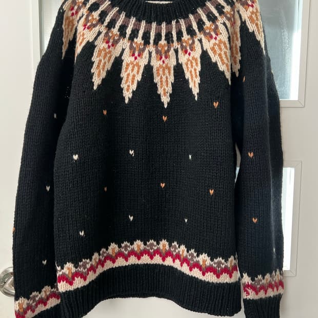 울 100 빈티지 노르딕 니트